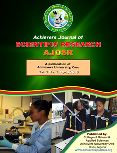 Achievers Journal of Scientific Research - Vol 1, No. 1